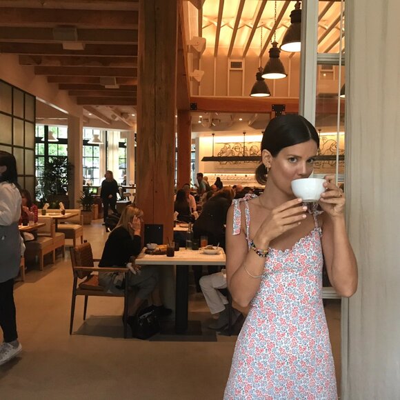 Long Floral Midi Dress by Manu Reformation Nikita Shelby White Blue Red Ruffle 2 - Picture 16 of 16